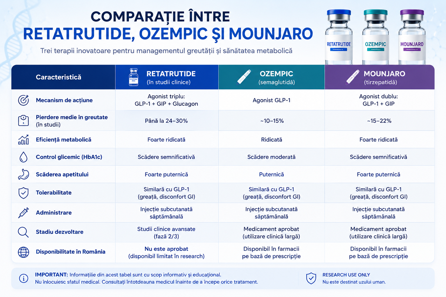 Comparație între Retatrutide Ozempic și Mounjaro